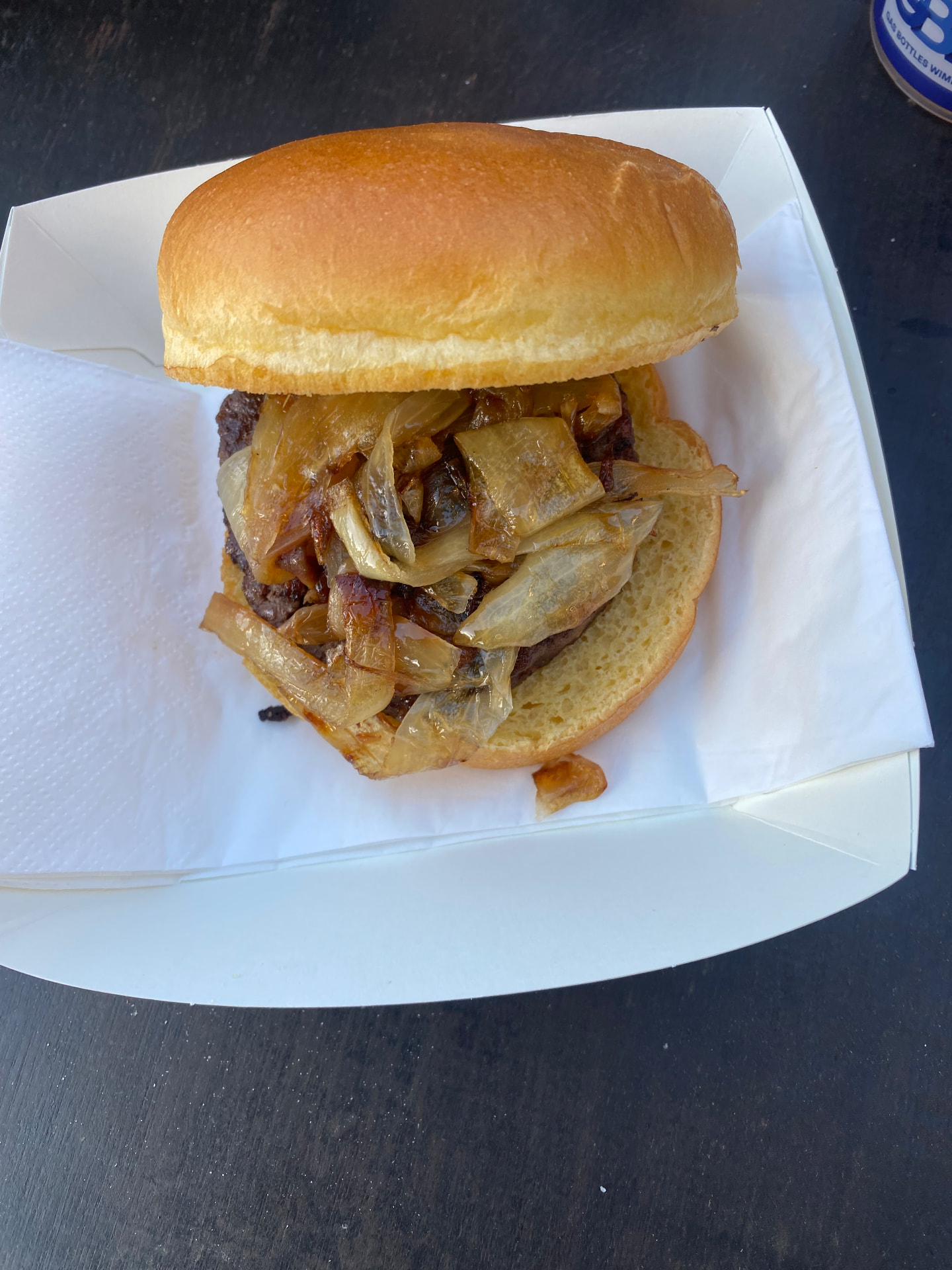 The £6 plain burger at Raynes Park Vale, with fried onions costing an additional 50p